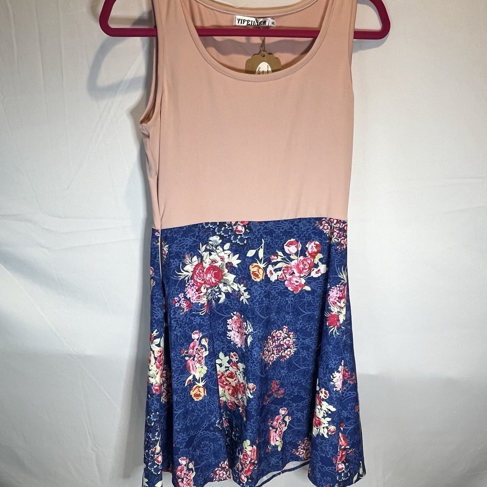 NWT Boutique Womens Size Small Pink Short Sleeve Tank Dress S Floral Sun Summer